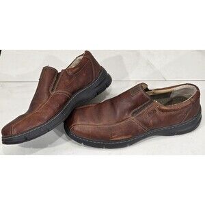 Clarks Casual Leather Loafer Brown Slip On Comfort Shoe Office Travel Men's 10 M